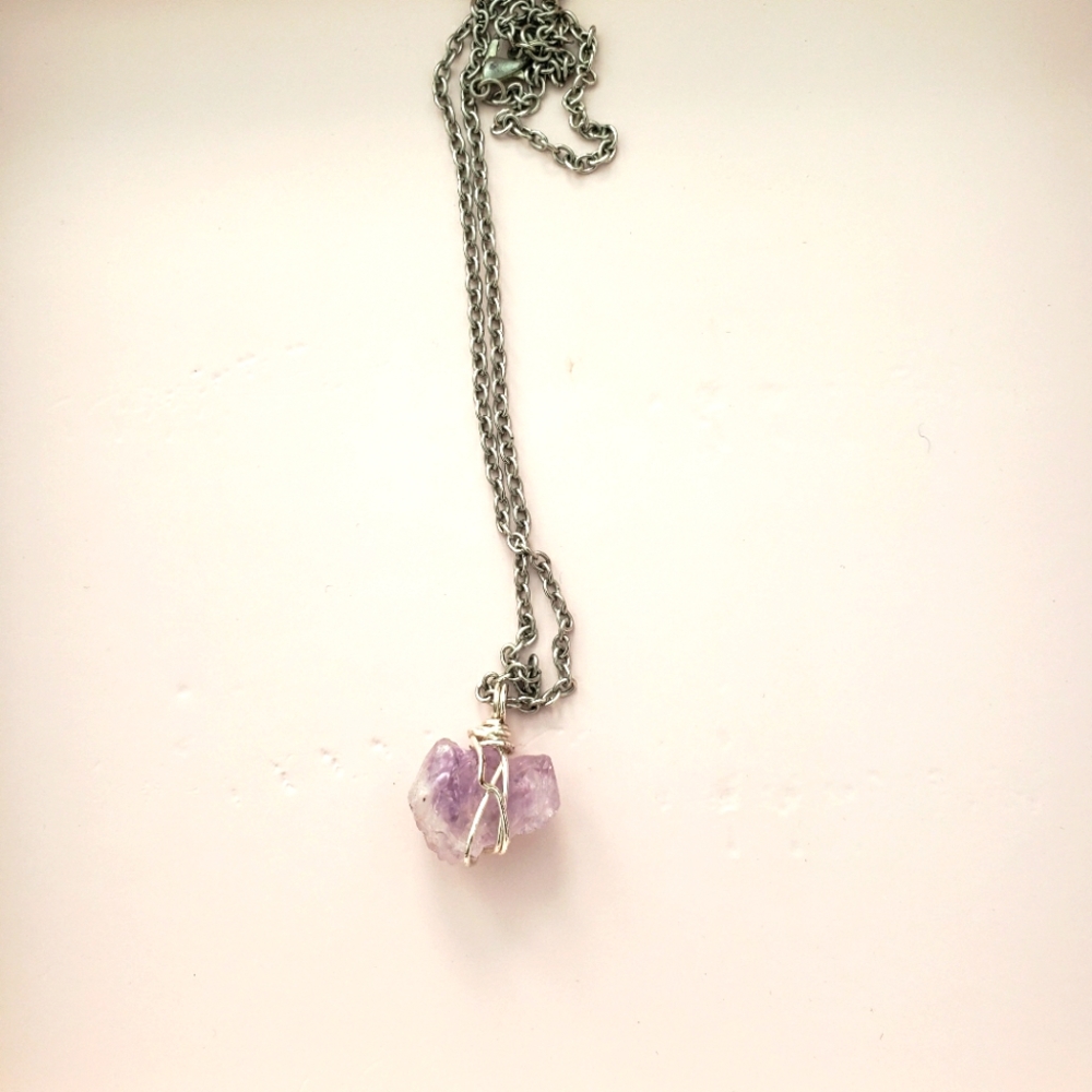 Wire Wrapped Amethyst Necklace - Picture 2 of 2
